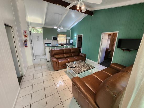 Plettenberg, A Forever Resort: 6-Sleeper Brick Chalet.  No river view. 3 bedrooms (1 double bed & 2 bunk beds.)