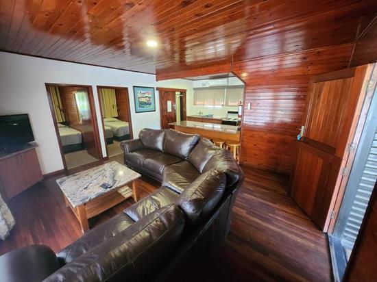 Plettenberg, A Forever Resort: 6-Sleeper Timber Chalet. No river view. 3 bedrooms (1 queen bed & 4 single beds.)